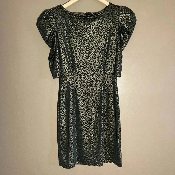 Guess  leopard print dress puffed sleeves - Picture 1 of 4